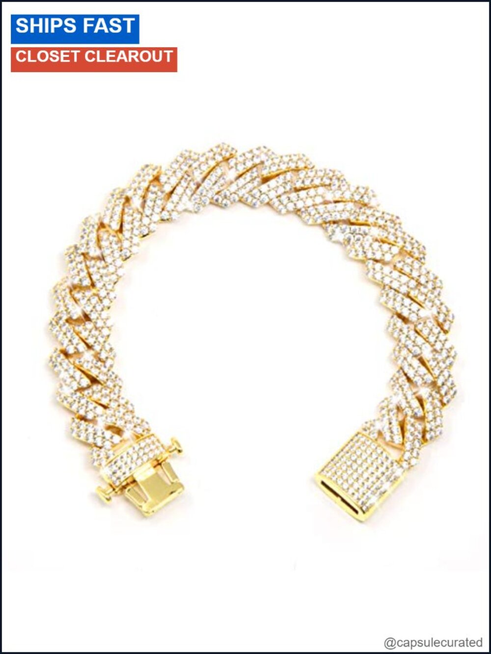15mm Iced Out Cuban Link Chain 18K Gold Plated Necklace Bracelet for Men Women